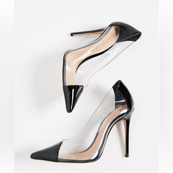 New, never worn Schutz pumps heels vinyl and leather pointed toe - Picture 1 of 6